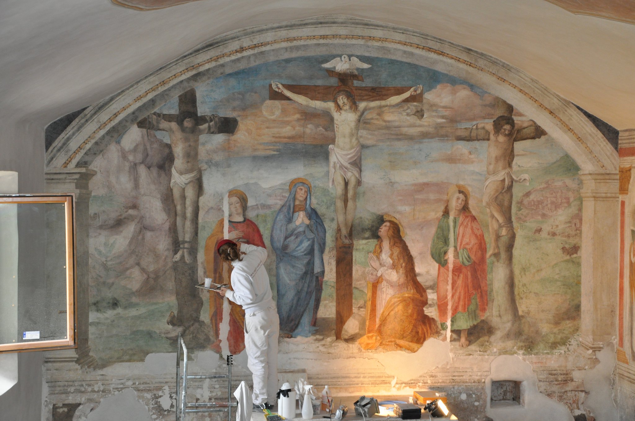 Jesus e a ciência da arte da restauração de Afrescos